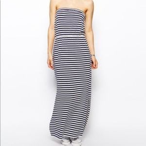 NWT Women's Jack Wills Blue and White Striped Strapless Maxi Dress (Size 8)